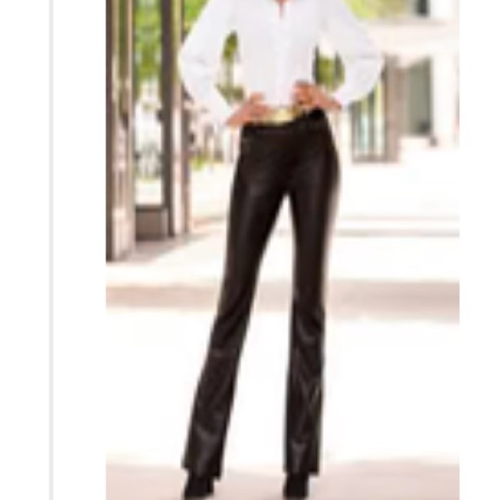 Boston Proper Monterey Faux Leather 5 Pocket Bootcut Pant Black